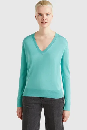 Benetton Jersey Con Cuello De Pico En Mezcla De Seda