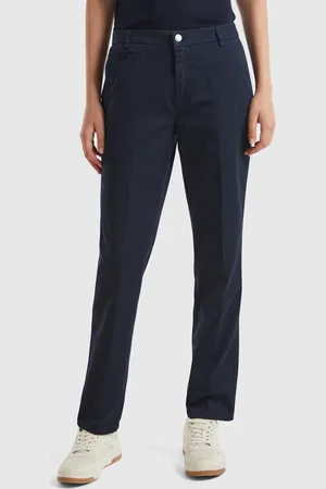 Benetton Chinos Slim Fit De Algodón Azul Oscuro