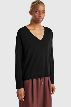 Benetton Jersey Con Cuello De Pico En Pura Lana Merino
