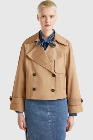 Benetton Gabardina Corta Con Doble Botonadura