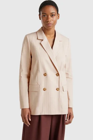 Benetton Blazer A Rayas Diplomáticas Con Doble Botonadura