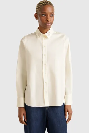 Benetton Camisa Con Cuello Bordado