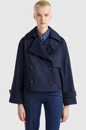 Benetton Gabardina Corta Con Doble Botonadura