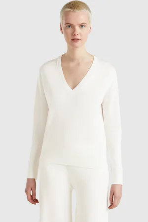 Benetton Jersey Con Cuello De Pico En Mezcla De Seda