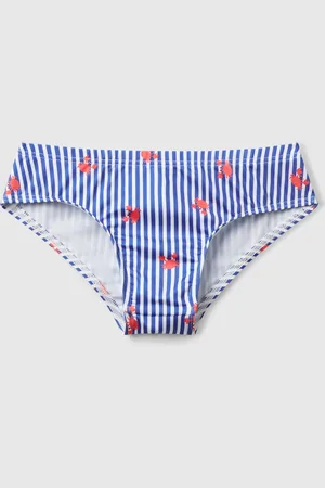 Benetton Braguita De Baño De Rayas Con Estampado De Cangrejos