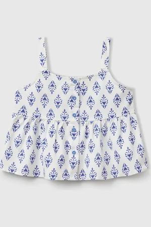 Benetton Top Estampado De Puro Algodón