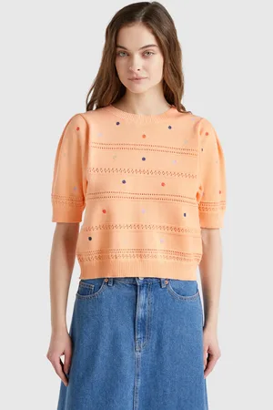 Benetton Jersey Con Flores Bordadas
