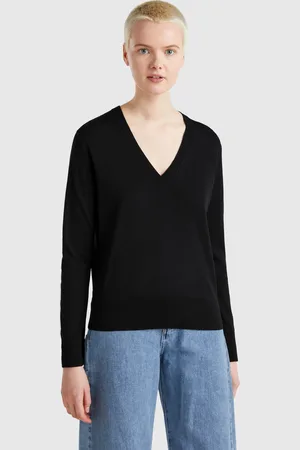 Benetton Jersey Con Cuello De Pico En Mezcla De Seda