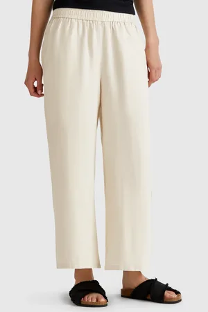 Benetton Pantalón Ancho De Puro Lino