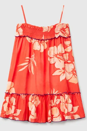 Benetton Vestido Fluido Con Estampado De Flores.