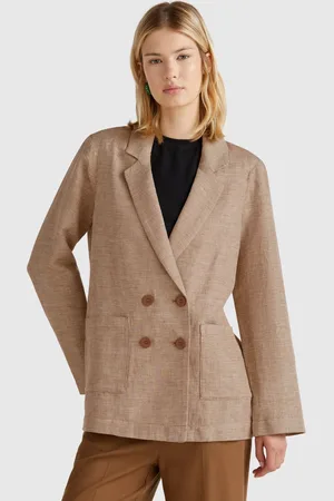 Benetton Chaqueta Cruzada En Mezcla De Lino