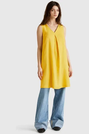 Benetton Vestido Sin Mangas De Puro Lino