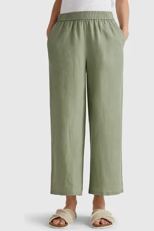 Benetton Pantalón Ancho De Puro Lino