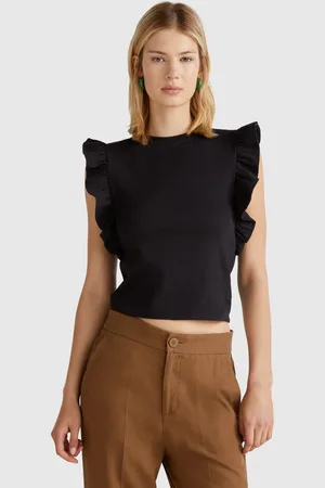 Benetton Camiseta Slim Fit Con Volantes