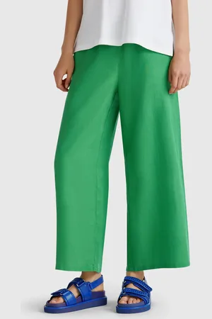 Benetton Pantalón Ancho De Puro Lino