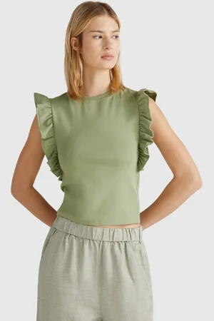 Benetton Camiseta Slim Fit Con Volantes