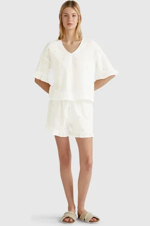 Benetton Pijama Con Bordado De Flores