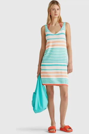 Benetton Vestido De Punto De Rayas