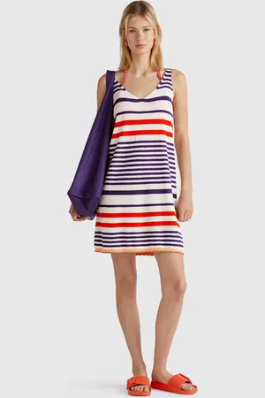 Benetton Vestido De Punto De Rayas