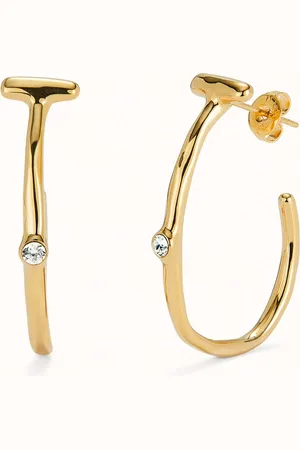 UNO de 50 Pendientes aro bañado en oro 18k con topacio