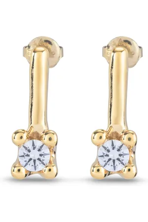 UNO de 50 Pendientes medianos bañados en oro de 18K con circonita azul