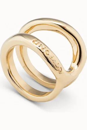 UNO de 50 Anillo curvilíneo bañado en oro de 18k