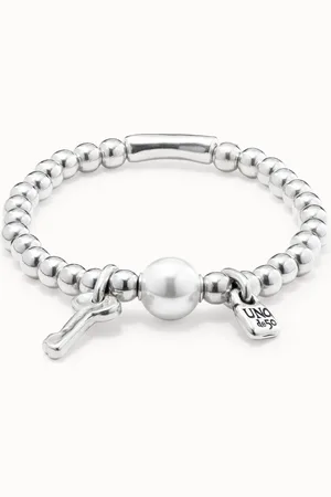UNO de 50 Pulsera bañada en plata de ley con perla