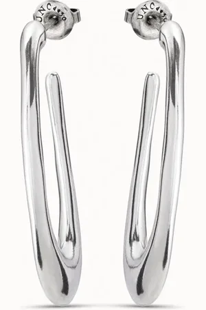 UNO de 50 Pendientes de aro oval bañados en plata de ley