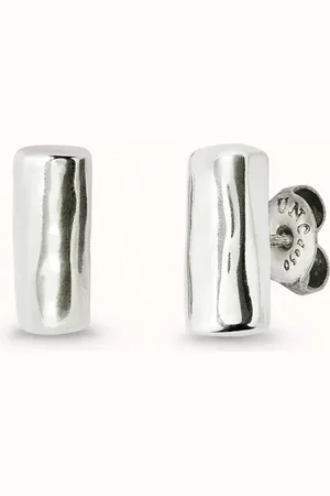 UNO de 50 Pendientes con forma de tubo bañados en plata de ley