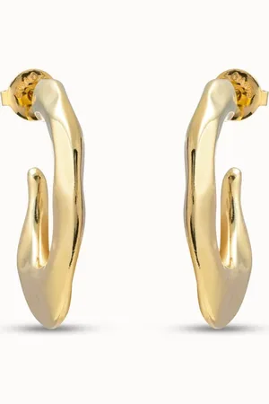 UNO de 50 Pendientes bañados en oro de 18k con forma de banana aplastada