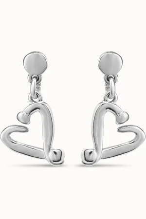 UNO de 50 Pendientes bañados en plata de ley con forma de corazón clavado