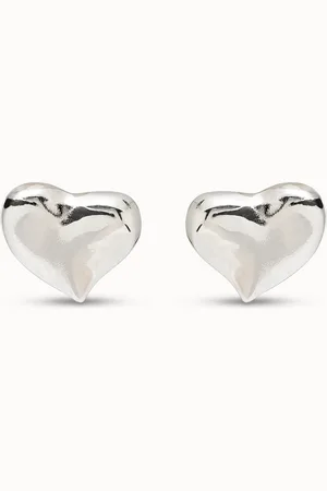 UNO de 50 Pendientes bañados en plata de ley con forma de corazón mediano