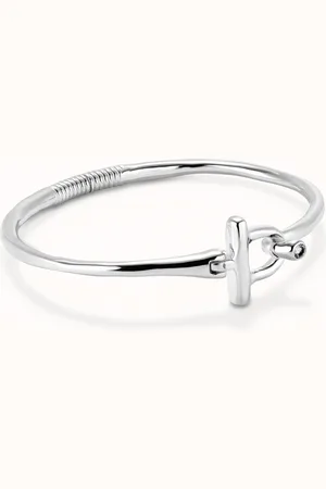 UNO de 50 Pulsera con cierre frontal bañada en plata de ley con topacio