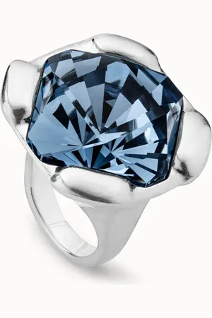 UNO de 50 Anillo bañado en plata de ley con cristal