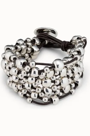UNO de 50 Pulsera de cuero y baño en plata de ley