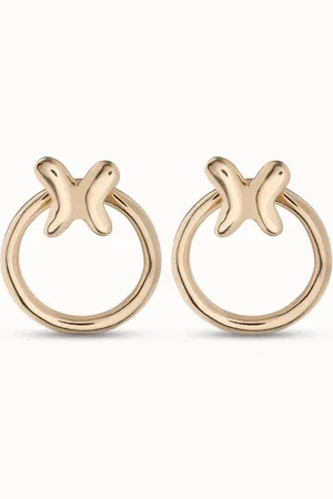 UNO de 50 Pendientes bañados en oro 18K con mariposa separable del aro