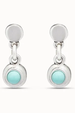UNO de 50 Pendientes bañados en plata de ley con detalle circular y cristal de murano en el centro