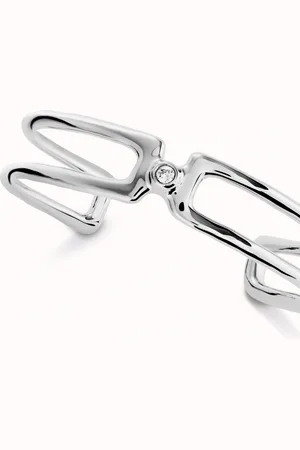 UNO de 50 Pulsera doble bañada en plata de ley con topacio