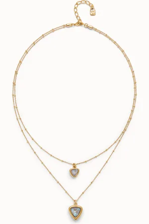 UNO de 50 Colgante bañado en oro 18k con doble cadena y triángulo de cristal