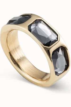 UNO de 50 Anillo bañado en oro de 18k con 3 cristales color oscuro