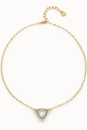 UNO de 50 Colgante bañado en oro 18k de eslabones con triangulo y cristal
