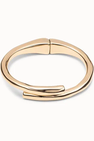 UNO de 50 Pulsera bañada en oro de 18k con forma de túbulo y muelle oculto