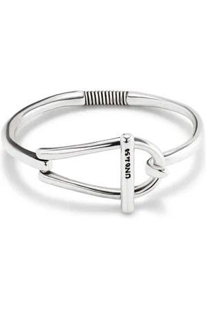 UNO de 50 Pulsera rígida bañada en plata eslabón mediano y muelle interior