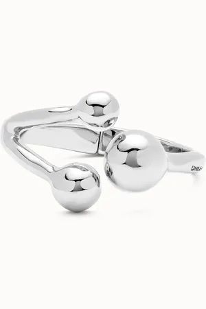 UNO de 50 Pulsera rígida con tres bolas bañadas en plata de ley