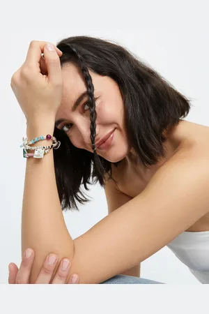 UNO de 50 Pulsera bañada en plata y piedras de resina