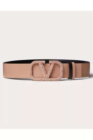 VALENTINO GARAVANI CINTURÓN REVERSIBLE DE CUERO BRILLOSO DE BECERRO DE 40 MM CON EL VLOGO SIGNATURE Mujer 065