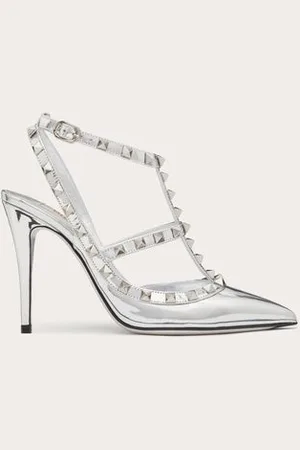 VALENTINO GARAVANI ZAPATO ROCKSTUD CON TACHUELAS Y CORREAS A JUEGO, EFECTO ESPEJADO Y TACÓN DE 100 MM Mujer 35.5