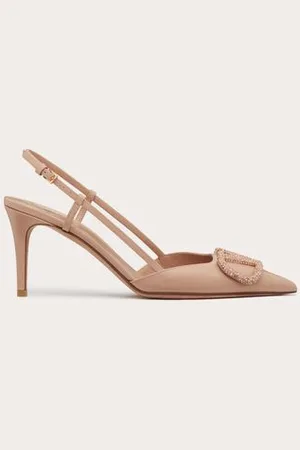 VALENTINO GARAVANI ZAPATO DE CUERO DE BECERRO CON CORREA TRASERA, VLOGO SIGNATURE Y TACÓN DE 80 MM Mujer 34.5