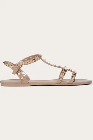 VALENTINO GARAVANI SANDALIAS PLANAS ROCKSTUD DE GOMA Mujer 35