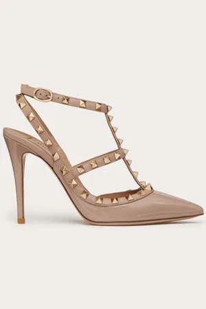 VALENTINO GARAVANI SALONES ROCKSTUD DE CHAROL CON TIRAS Y TACÓN DE 100 MM Mujer 34.5